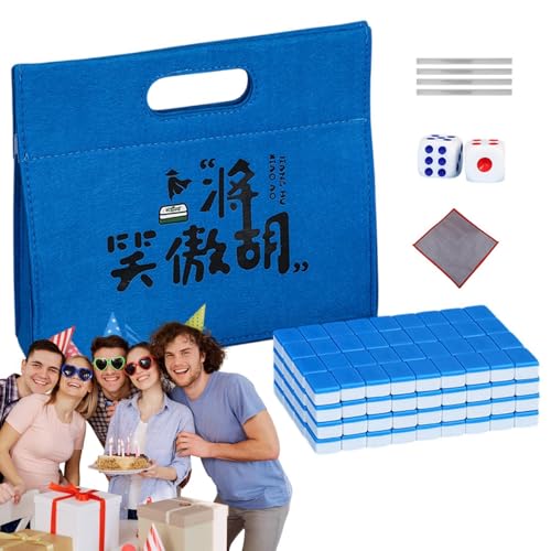 Générique Mahjong Tile Set, Small Table Mahjong, Mahjong Game Set, Family Mahjongs Game, Complete Tile Set with Tablecloth, Carrying Bag, Dice and Tile Ruler, Perfect for Family Leisure Time von Générique