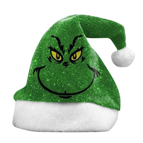 Générique Neuer Grinch-Weihnachtshut mit dickem Revers, doppelseitiger Samthut für Erwachsene und Kinder, lustiger Hut für Weihnachten 2024, Weihnachtsgeschenk, B4 Green, Medium von Générique