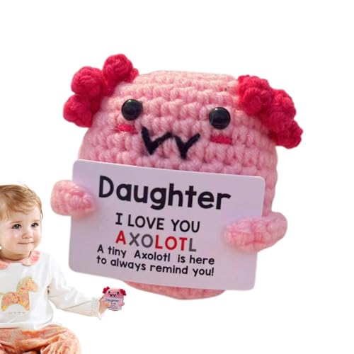 Générique Positive Tierhaken, niedliche Knitted Puppe, Emotional Support Knit Doll, Handmade Toy with Positive Affirmation Card, for Birthday, 6,9 cm von Générique