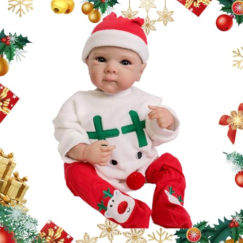 Générique Realistische Puppe für frühes Lernen, Christmas Baby Doll Toy, Realistische Babypuppe, Reborn Puppen für Kinder, Puppenspielzeug, 48,1 cm (47 cm) Puppe für Christmas, Life Like Reborn Puppe, von Générique