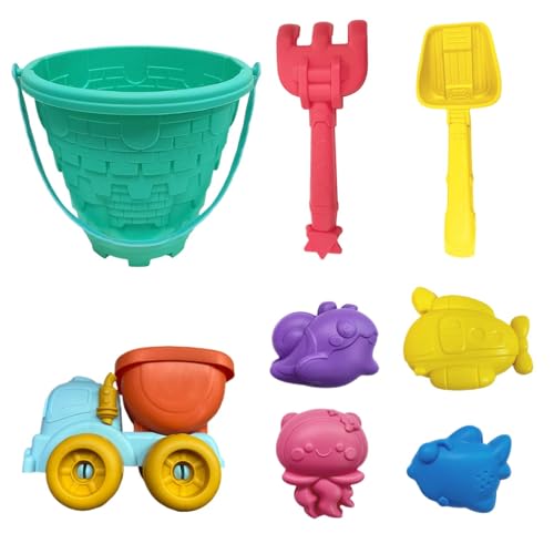 Générique Sand Toys, Beach Toys, Sand Buckets, tragbar, Sturdy Konstruktion, Spaß für , Mädchen, Family Beach Play, 8-teiliges Set, 22 x 12 x 13 cm von Générique