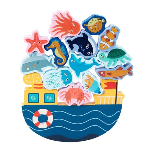 Générique Sea Animal Stacking Toy, Stacking Toys, Educational Balance Blocks, Wooden Balance Toy, Sensory Toys for Kids, Kids Balance Blocks, Fine Motor Skills Toy, Balance Game for Kids von Générique