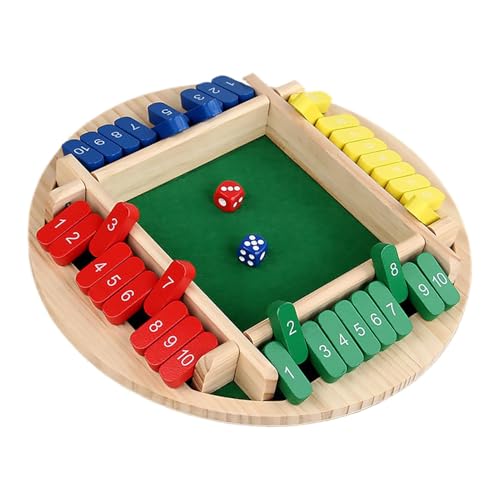 Générique Shut The Box Game, Classic Pub Dice Game, Holz Addition Board 10,31 x 10,31 Zoll, Tabletop Spaß, tragbares Lernspielzeug für Klassenzimmer und Familie von Générique