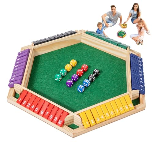 Générique Shut The Box Game, Wooden Dice Board Game for 6 Players, Double Shutter Classic 10 Number Game, Vielseitiges Tabletop Dice Game for Classroom, Family Fun and Educational Game von Générique