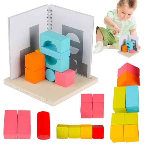 Générique Space Building Blocks, Holzpuzzle Spielzeug, Educational Geometric Shape Bricks, Vorschule Lernen Aktivität, Stimme Kognitive Entwicklung Spielzeug für Kinder, 5,91 x 5,91 x 6,1 Zoll von Générique