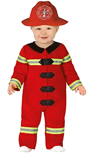 Generique - Tapferer Feuerwehrmann-Kostüm für Kleinkinder Karneval rot-schwarz-gelb - 92 (1-2 Jahre) von Generique -