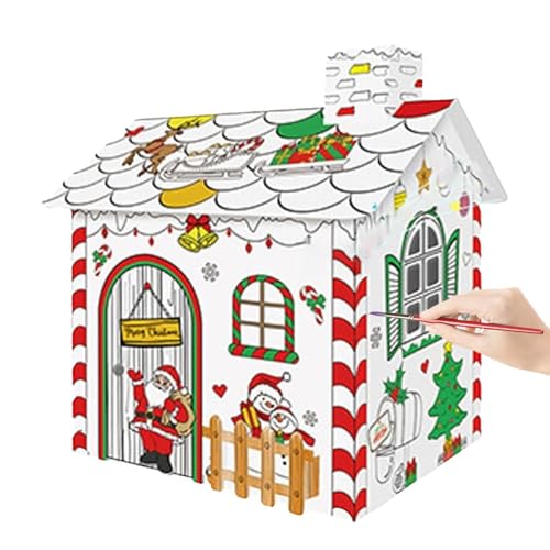 Générique Toddler Activity Toy, Christmas House Craft, Paintable Cardboard House, Children's Craft House, Kids Christmas Toy, Painting Enlightenment Toys for Kids, Children, Toddler von Générique