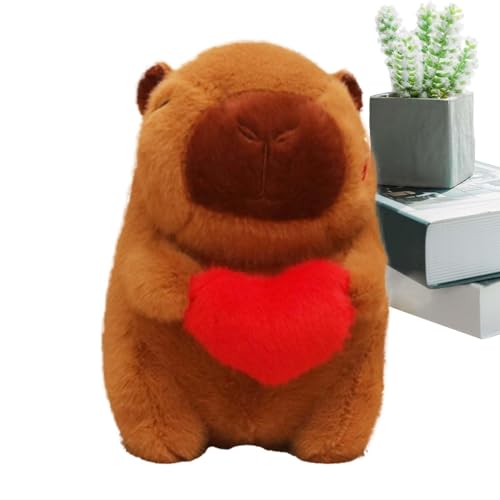 Générique Valentine Stuffed Capybara, süßes Plüschtier Capybara mit Herz, (7,8 Zoll Soft Romantic Plushie), süßes Cartoon-Toy, Valentine's Day Geschenk für Kinder & Erwachsene von Générique