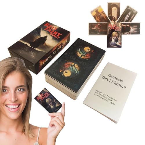 Générique Wahrsager-Tarotkarten | Werkzeuge zur Weissagung der Tarotspiele der roten Fee | Wahrsagerei Entertainment Playing, Favors Geschenk für Hexen von Générique