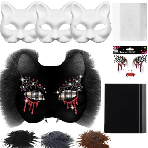 Générique Weiße Katzenmaske, Tiermaske, Kostümzubehör mit Netz und Filz für Kunsthandwerk, Kostüm, Cosplay, Maskenparty, Männer und Frauen Générique Weiße Katzenmaske, Tiermaske, Kostümzubehör mit Netz und Filz für Kunsthandwerk, Kostüm, Cosplay, Maskenparty, Männer und Frauen von Générique