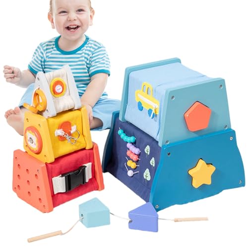 Générique Wooden Activity, Cube Learning, Development Cube Toy, Number Cognitive Skills, Educational Shape for Sorter, Early Kids Stimulates Fine Motor, 58 x 7 x 5 cm von Générique