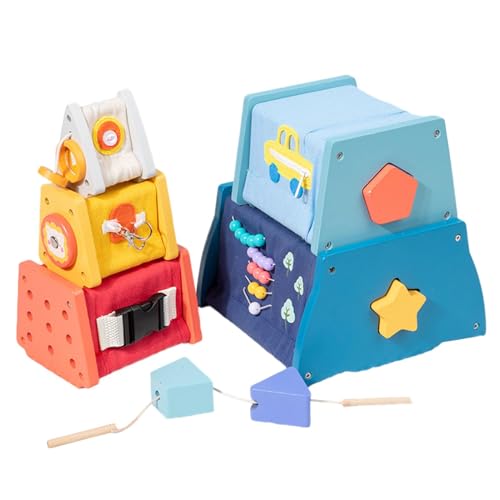 Générique Wooden Activity Cube, 12,2 Zoll Baby Activity Cube, Kinder Lernspielzeug, interaktive Form und Zahlen, perfekt für Entwicklungsspielzeit und Lernen, mehrfarbig/ von Générique