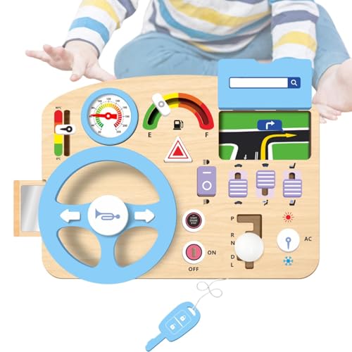 Générique Wooden Driving Board, Lernspiel Sensory Game, 29,9 x 22,6 cm (11,81 x 8,66 Zoll), Auto Steering Wheel Simulation Activity Board, Brain Development Toy, ideal für interaktive Lernanwendungen von Générique