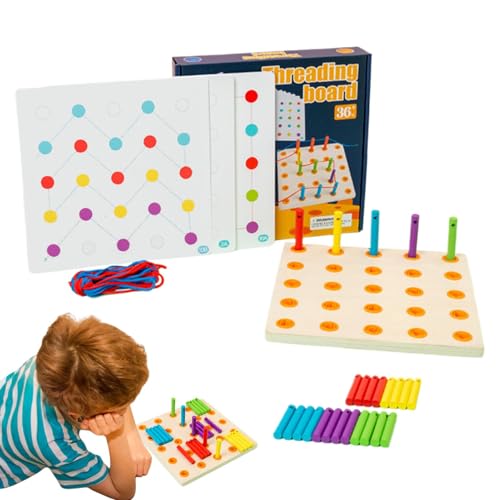 Générique Wooden Lacing Board, Lernspielzeug für Kinder, sensorisches Spielzeug für Kinder, Hand-Eye Koordinations-Spielzeug, lustiges Threading-Spielzeug für Kinder, buntes Lernspielzeug von Générique