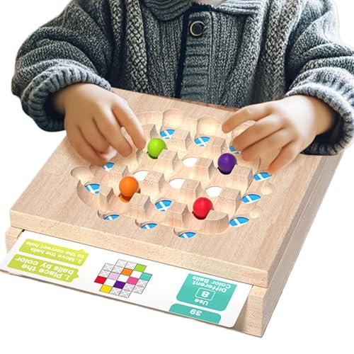 Générique Wooden Peg Board Game, Beads Matching Toy, Logical Thinking Training, Perfect for Preschool Kids, Educational Learning Activity for Early Development, 22 x 18,5 x 4,5 cm von Générique