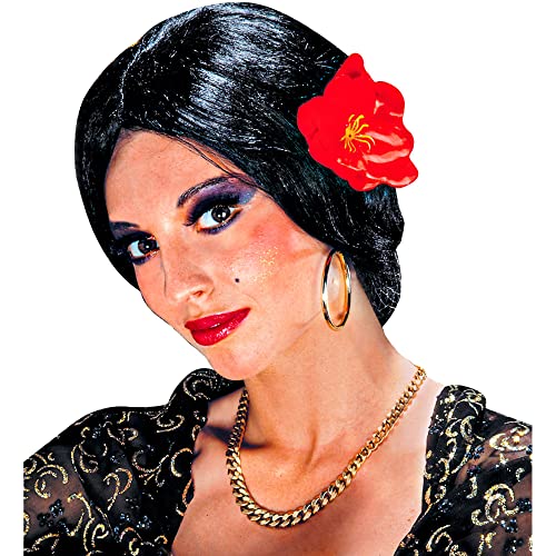 Sancto Carmen Wig W/Flower Black von WIDMANN MILANO PARTY FASHION