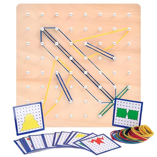 Geo Boards für Klassenzimmer, Geoboard aus Holz für Kleinkinder – Geoboards aus Holz mit Gummibändern, Lernspielzeug für und Mädchen von Générique