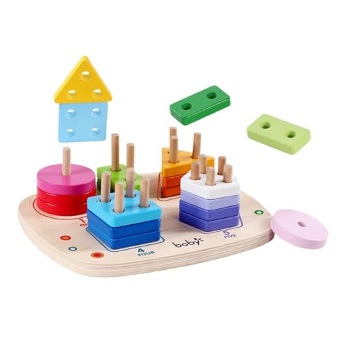 Geometric Shape Columns | Shape Color Recognition Blocks | Holzform Matching Stacking Puzzles | Smooth Edges Learning Toy for Outdoor, Home, School and Kindergarten von Générique