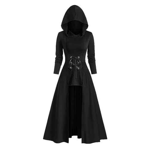 Gothic-Kleid mit Kapuze und Schnürung, mittelalterliches Kleid, Damen, Vintage, Kostüm, Halloween, Damen, traditionell, Karneval, Kostüm, Halloween, Erwachsene, Punk-Stil, Cosplay, für Partys Gothic-Kleid mit Kapuze und Schnürung, mittelalterliches Kleid, Damen, Vintage, Kostüm, Halloween, Damen, traditionell, Karneval, Kostüm, Halloween, Erwachsene, Punk-Stil, Cosplay, für Partys von Générique