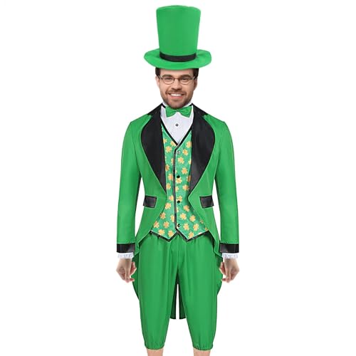 Grünes irisches Erwachsenenkostüm, St. Patrick's Day Kostüm | Irisches grünes Kostüm für Männer | Weiche und bequeme Cosplay-Kostüme für Simulationsspiele, Kostümpartys, Geburtstagsfeiern Grünes irisches Erwachsenenkostüm, St. Patrick's Day Kostüm | Irisches grünes Kostüm für Männer | Weiche und bequeme Cosplay-Kostüme für Simulationsspiele, Kostümpartys, Geburtstagsfeiern von Générique
