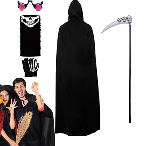 Halloween Kostüme Umhänge, Hooded Cloak für Erwachsene, Horror Kostüm Zubehör, Masquerade Kostüm Props, Halloween Party Kleid, Halloween Rollenspiel Cosplay Kostüm für Rollenspiel Party, Theme Party von Générique