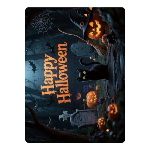 Halloween-Puzzle | 130-teiliges Puzzle mit Kürbis- und Tiermotiven, Lernspiel und stimulierendes Halloween-Spiel zur Dekoration von Partys, Familienspielabend Halloween-Puzzle | 130-teiliges Puzzle mit Kürbis- und Tiermotiven, Lernspiel und stimulierendes Halloween-Spiel zur Dekoration von Partys, Familienspielabend von Générique