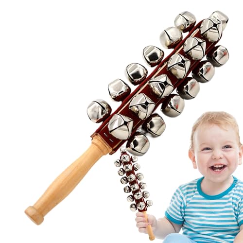 Handheld Sleigh Bells, Holzgriffe, Jingle Bells, 30,6 x 6,9 cm, Percussion Music, Bright and Clear Sound, Authentic Safe Design for School, Home, Early Education von Générique