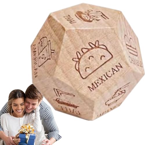 Holzdice mit Datums-Nacht-Dice, 12-Sided Fun Dinner Decision Dice für Paare, Food Decider für Frauen & Männer, ideal für Mädchen und , Abendessen Decision Maker für Frauen & Männer von Générique