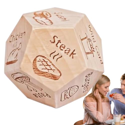 Holzdice mit Datums-Nacht-Dice, 12-Sided Fun Dinner Decision Dice für Paare, Food Decider für Frauen & Männer, ideal für Mädchen und , Abendessen Decision Maker für Frauen & Männer von Générique