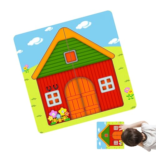 House Puzzle Preschool, mehrlagiges Puzzle für Preschool, Interaktives Holzpuzzle für Tiere, Gehirn, Puzzle, Reisespiele, Holztiere, Brain Teaser Puzzles für Kinder ab 3 Jahren von Générique