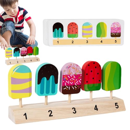 Ice Cream Popsicle Toy, Pretend Wooden Popsicle, Holz Popsicle Puzzle Toy, Matching Toy for Kids, Ice Cream Puzzle Toy, Children's Toy for Pretend von Générique