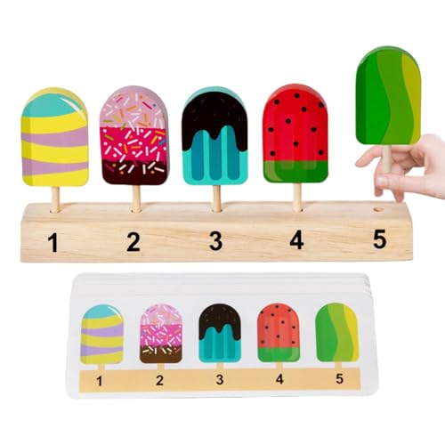 Ice Cream Toddler Toy, Wooden Lollies Pretend Playset, Ice Cream Popsicle Matching Game, 8,54 x 1,57 x 3,54 Zoll Fun Playset für über 3 Jahre alte , Food Plaything for Kids von Générique