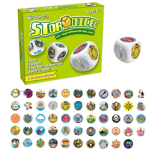 Interactive Board Games, Cute Learning Toys, Funny Kids Storytelling Dices, Educational Children's Game, 2 x 2 x 2 cm Blue and Green Educational Dice Game for Family Gatherings at Home von Générique