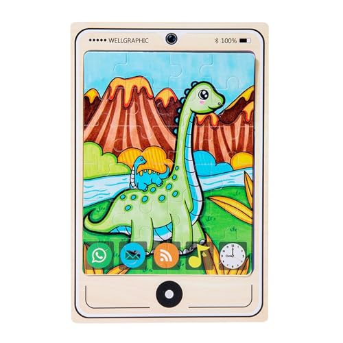 Kid Wooden Jigsaw Puzzle, lustiges 2D-Holzpuzzle für Tablet, 22,5 x 15 x 0,4 cm, Eltern-Kind-Interaktion, Lernspiel für Zuhause, Schule, Reisen von Générique