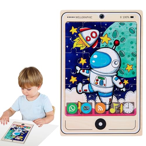 Kid Wooden Jigsaw Puzzle, lustiges 2D-Holzpuzzle für Tablet, 22,5 x 15 x 0,4 cm, Eltern-Kind-Interaktion, Lernspiel für Zuhause, Schule, Reisen von Générique