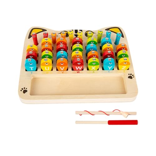 Kids Fine Motor Skills Spielzeug, Holzlernspiel, frühes Lernspiel, Alphabet und Zahlen Spielzeug, magnetisches Fischspielzeug für Kinder, interaktives frühes Lernspiel, lustiges Fishing-Spiel für von Générique