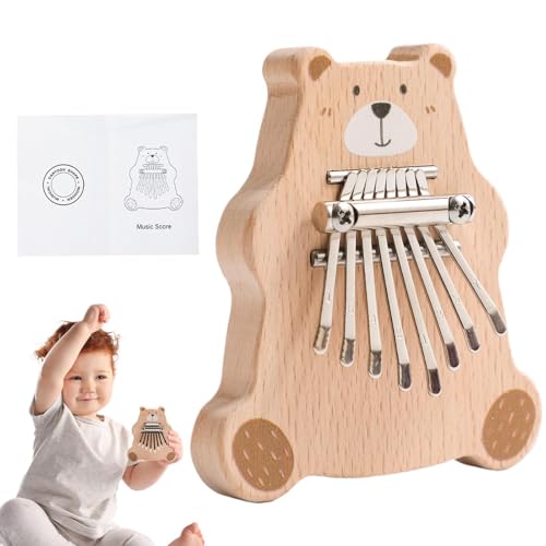 Kids Music Toys, Bear Shape Handheld Thumb Piano 3,94 x 0,59 Zoll Multifunctional Activity, Learning Activities, Music Instrument Toy for Birthday and Holiday von Générique