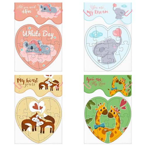 Kinder-Tier-Puzzle, Cartoon Herz-Puzzle, Brain Teaser Toys, Greeting Card Puzzle, Kids Day Puzzle, Valentines Day Toy, Tier Puzzle Set, Kinder Brain Game, Lernpuzzle, Herzform Puzzle von Générique