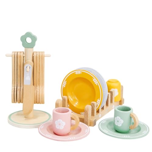 Kitchen Toys for Girls, Kitchen Set Toys for Kids, Wooden Kitchen Playset for Fun Game, 27x6x19.5cm Wooden Toys Kitchens Set for Toddler, Kitchens Set with Accessories for Boys & Girls von Générique