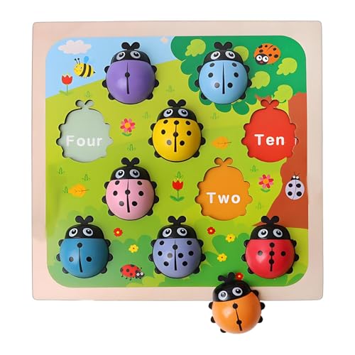 Lernspielzeug für Kleinkinder, Holzzahlen, Zählspielzeug, Hand-Augen-Koordinations-Spielzeug, Preschool Learning Puzzle, Matching Number Game 29,5 x 29,5 cm für Kinder von Générique