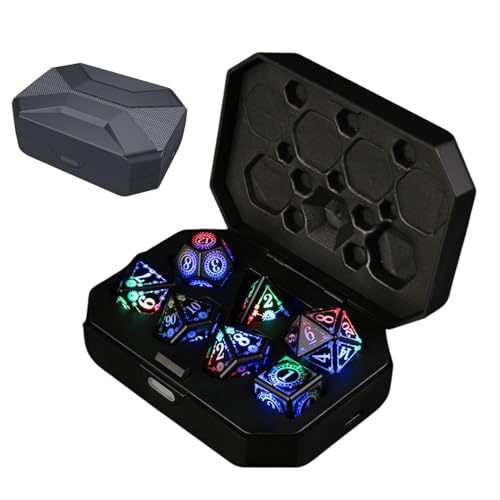 Light Up Dice Set, RPG Polyhedral Dice, wiederaufladbar Flashing Würfel, LED Light Up Design, Ladecase inklusive, ideal für Tabletop Rollenspiel Kontest, Party Games und Award von Générique