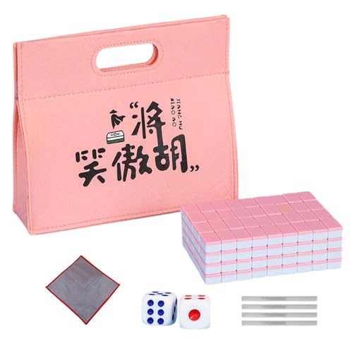 Mahjong Board Game, Portable Mahjong Game, Mahjong Game with Accessories, Mahjong Set with Dice, Mahjong Tile Ruler Set, Mahjong Tablecloth Game, Leisure Mahjong Set, Mahjong Set with Bag von Générique