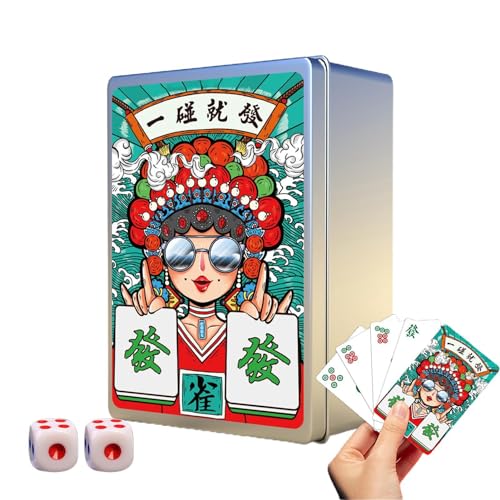 Mahjong Kartenset, Mahjong Travel Set - 146 Teile/Chinesisches Mah Jongg & Mahjong Poker Set, Tragbare Poker Dickes Großgedrucktes Mah Jongg Chinesisch Wasserdicht Majhong Amerika Spiele von Générique