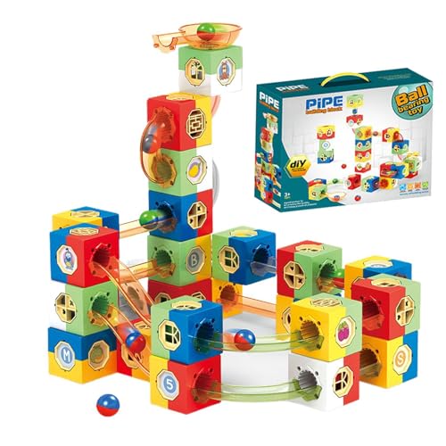 Marble Track Building Blocks Set – Educational Brain Development Bricks Kit for Classic Maze Track for Kids Over 3 Years Old, Enhances Kognitive and Motor Skills von Générique