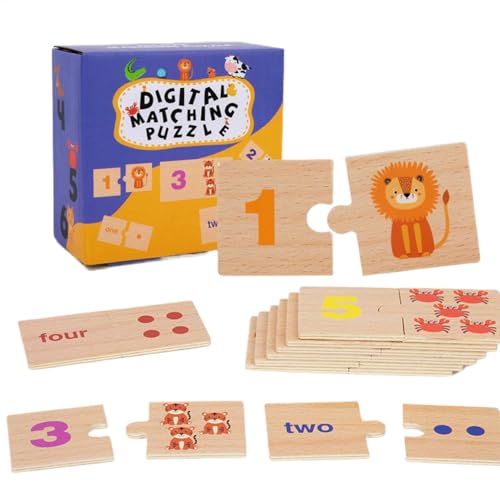 Math Puzzle, Number Matching Game, Educational 1-10 Wooden Math Teaching Aids for Kids Preschool Learning Activity Homeschool Classroom, 150 g von Générique