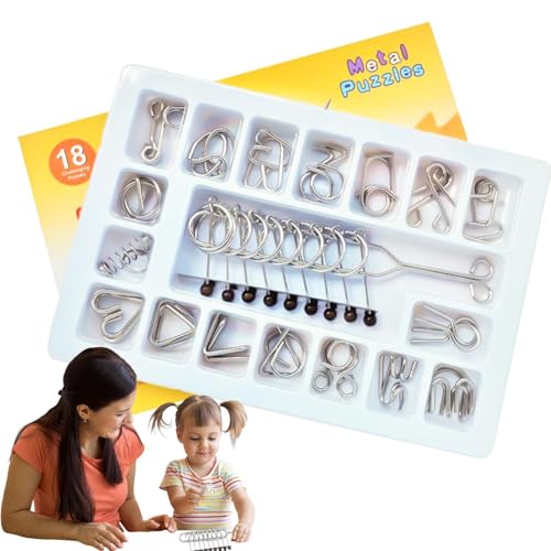 Metall-Puzzle-Set, Gehirn-Teaser-Puzzles aus Metall, 18-teiliges Set mit klassischen Entriegelungs-Intelligenz-Spielzeugen, frühkindliche Entwicklungsaktivität, Bildungsspiel Metall-Puzzle-Set, Gehirn-Teaser-Puzzles aus Metall, 18-teiliges Set mit klassischen Entriegelungs-Intelligenz-Spielzeugen, frühkindliche Entwicklungsaktivität, Bildungsspiel von Générique
