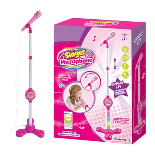 Mikrofonständer für Kinder, 24 cm (9,84 Zoll), Spielzeug-Mikrofon, für Kinder, Musikinstrumente, buntes Entertainment-Mikrofon mit Stands für Mädchen und Jungen, ideal für und Leistung, Rosa von Générique