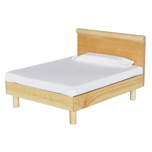 Miniatur-Haus, Puppenzimmer, dekoratives kleines Bett, interaktive und niedliche Möbel, Miniatur mit Mattress und Kissen, 1/12 Skala, 16,18 x 4,84 x 3,82 cm von Générique