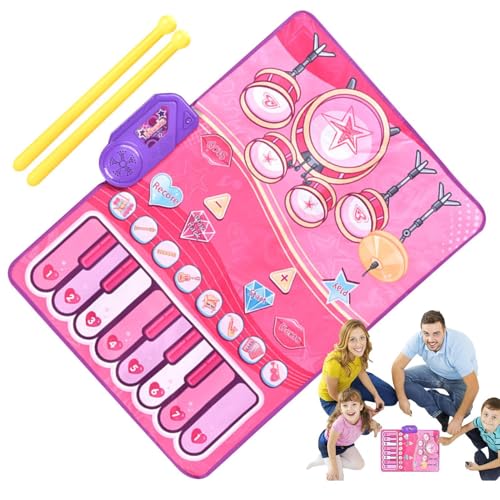 Musical Matt, Klavier und Drum Set, matt mit 2 Sticks, 2 in 1 Musikmatte mit 10 Songs, Early Learning Music Sensory Toys, Sensory Toy für Babys, Drum Set für Kinder von Générique