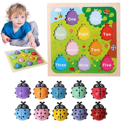 Number Learning Toy, Number Ladybug Puzzle, 11,61 x 11,61 Zoll, Recognize and Learn Numbers 1-10, Fine Motor Skill Development Toy, Lernspiel für Kinder (Mehrfarbig) von Générique